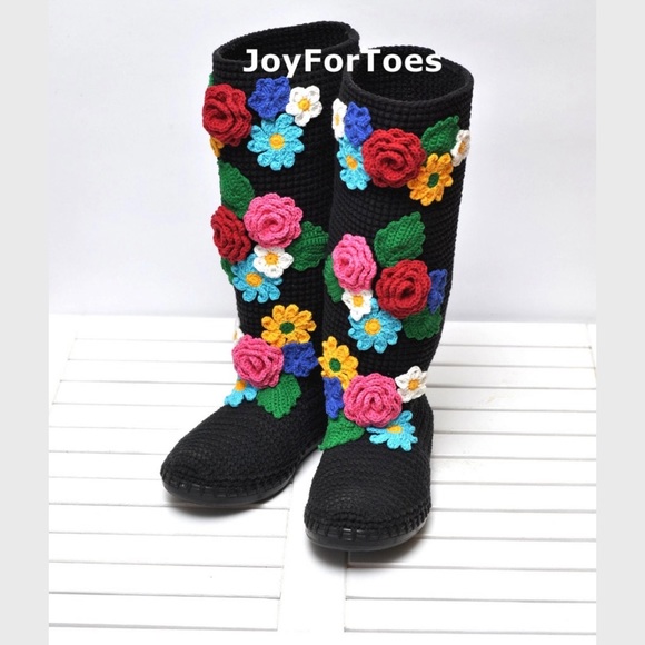 Crocheted Flower Boots - Picture 2 of 2